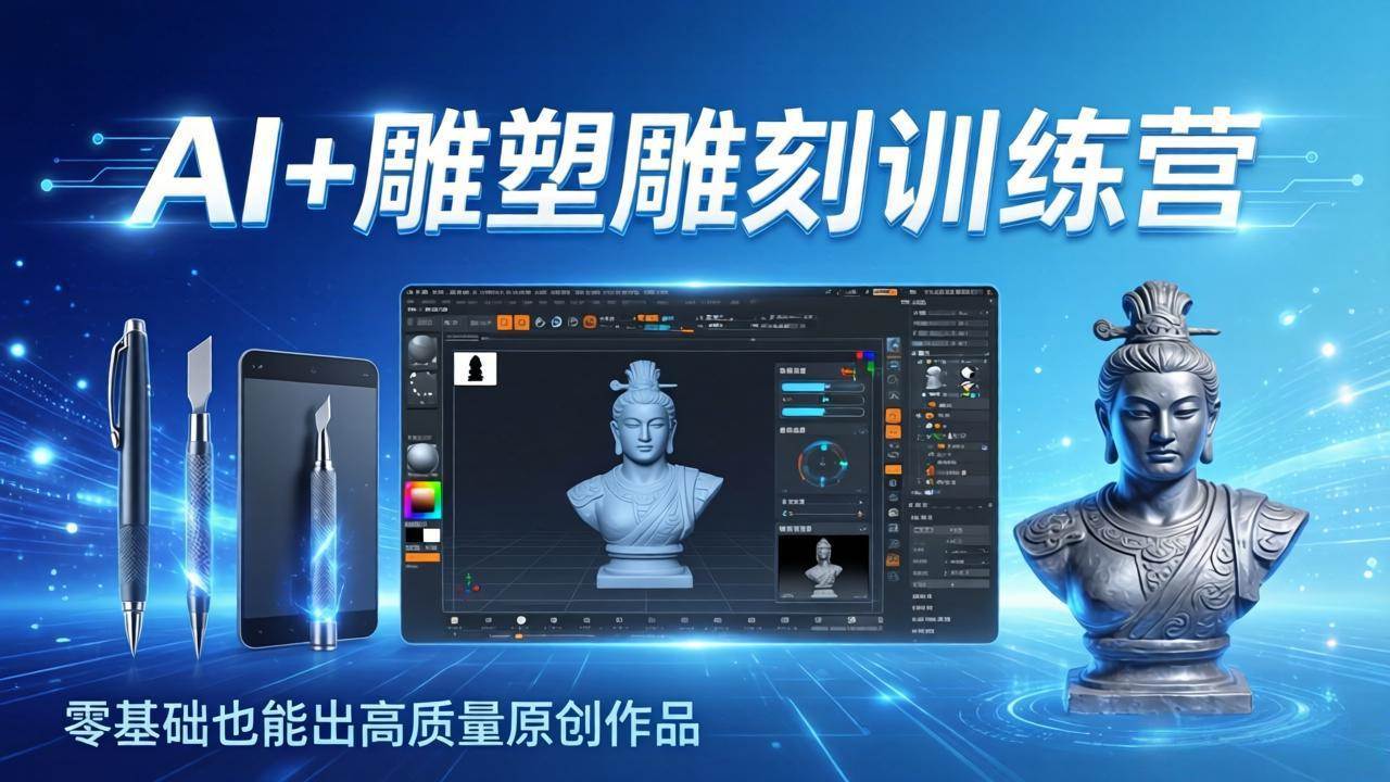 （17651期）AI+雕塑雕刻训练营：从AI创作、大模型训练到3D雕刻 + 渲染，零基础也能出高质量原创作品-难事易副业库
