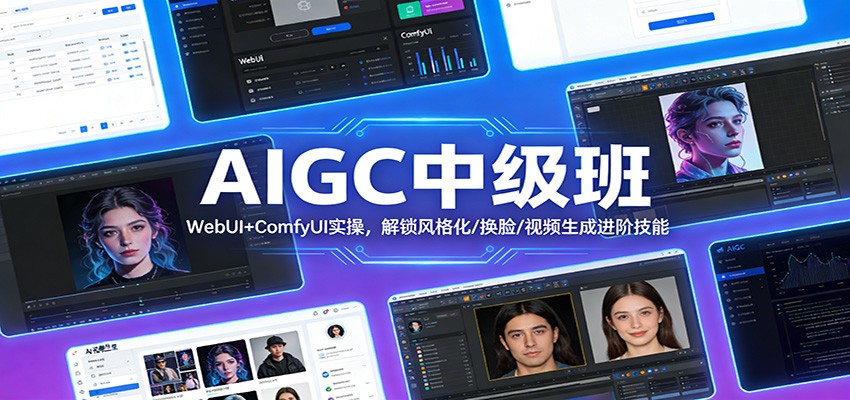 AIGC中级班：WebUI+ComfyUI实操，解锁风格化/换脸/视频生成进阶技能-难事易副业库