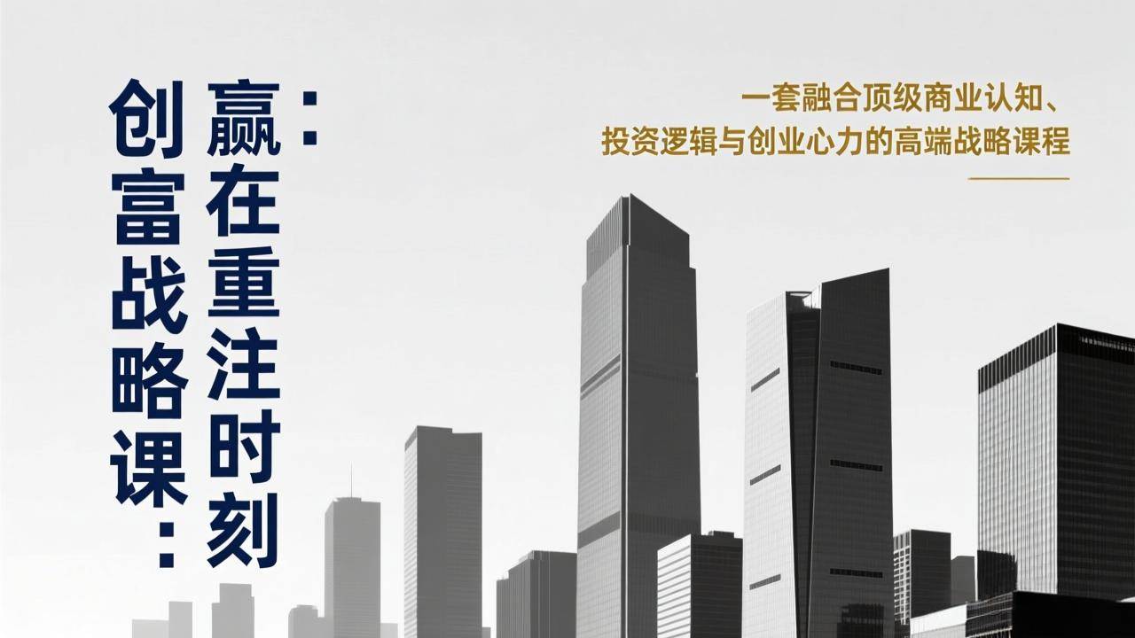 （17337期）《创富战略课：赢在重注时刻》一套融合顶级商业认知、投资逻辑与创业心力的高端战略课程-难事易副业库