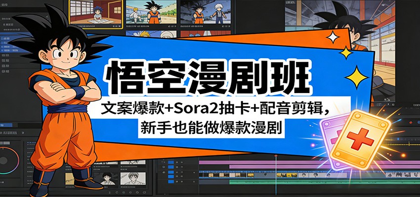 悟空漫剧班：文案爆款+Sora2抽卡+配音剪辑，新手也能做爆款漫剧-难事易副业库