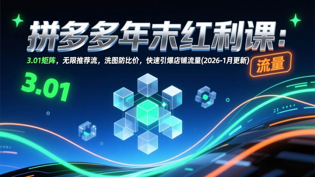 （17100期）拼多多年末红利课：3.01矩阵，无限推荐流，洗图防比价，快速引爆店铺流量(2026-1月更新)-难事易副业库