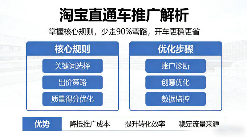 淘宝直通车推广解析，掌握核心规则，少走90%弯路，开车更稳更省-难事易副业库