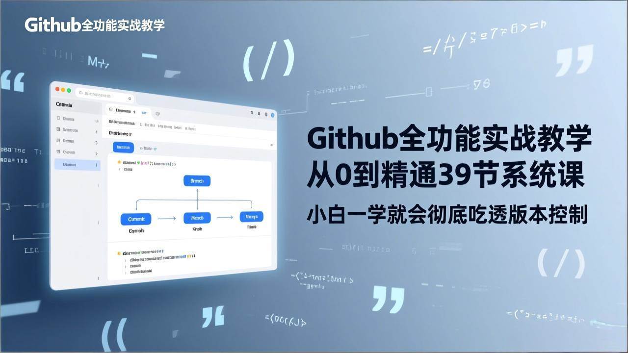 （17501期）GitHub-全功能实战教学，从0到精通39节系统课，小白一学就会彻底吃透版本控制-难事易副业库
