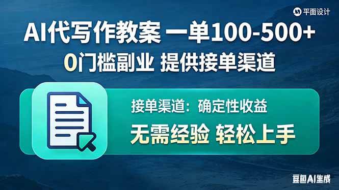 （17538期）AI代写作教案，一单100-500+，提供接单渠道，0门槛副业！-难事易副业库
