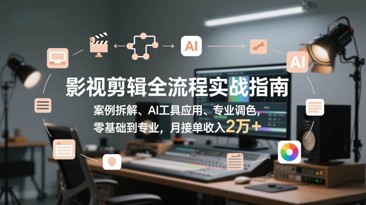 （17338期）影视剪辑全流程实战指南，案例拆解、AI工具应用、专业调色，零基础到专业，月接单收入2万+-难事易副业库