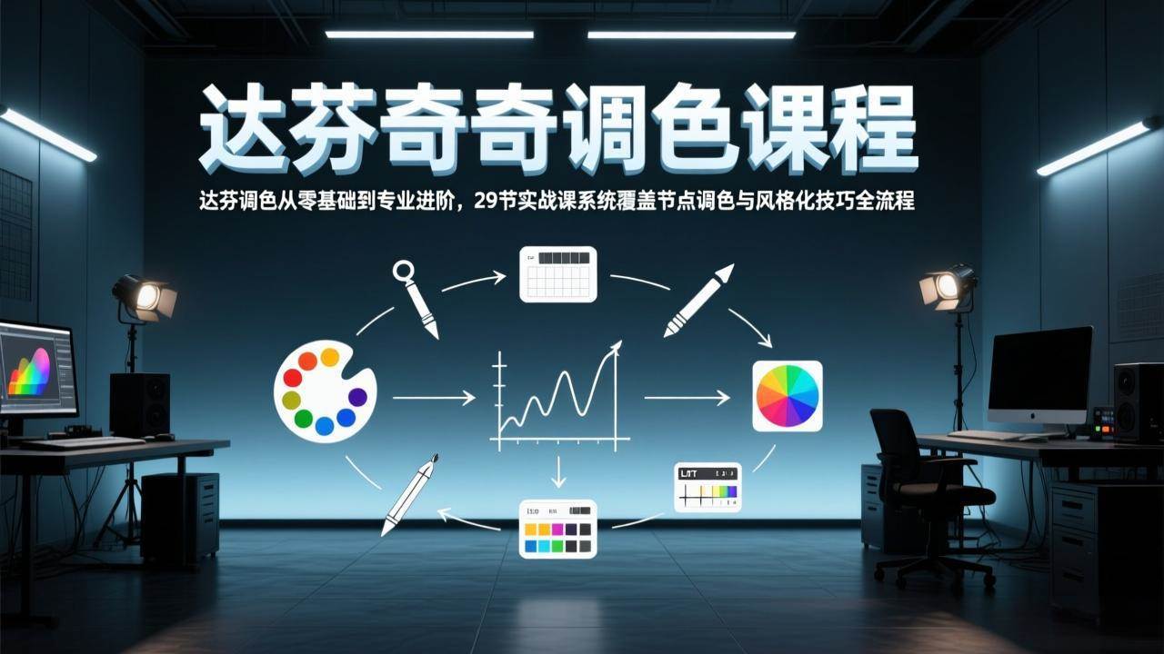 （17484期）达芬奇调色从零基础到专业进阶，29节实战课系统覆盖节点调色与风格化技巧全流程-难事易副业库