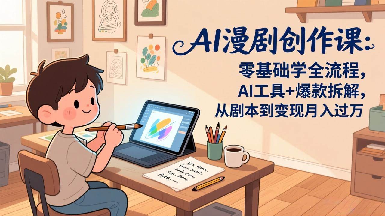 （17519期）AI漫剧创作课：零基础学全流程，AI工具+爆款拆解，从剧本到变现月入过万-难事易副业库