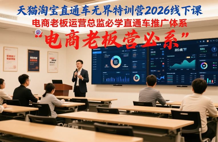 天猫淘宝直通车无界特训营2026线下课，电商老板运营总监必学直通车推广体系-难事易副业库