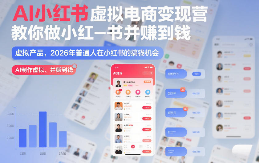 AI小红书虚拟电商变现营，教你做小红书并賺到钱，虚拟产品，2026年普通人在小红书的搞钱机会（更新中）-难事易副业库