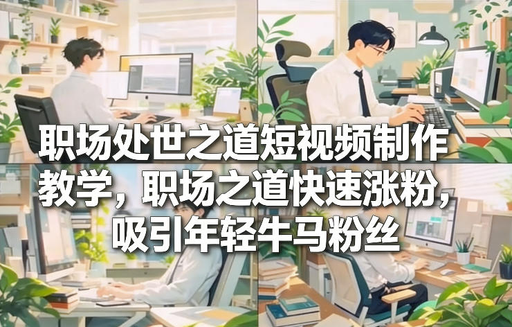 职场处世之道短视频制作教学，职场之道快速涨粉，吸引年轻牛马粉丝-难事易副业库