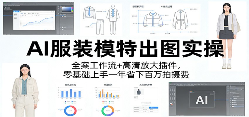 AI服装模特出图实操：全案工作流+ 高清放大插件，零基础上手一年省下百万拍摄费-难事易副业库