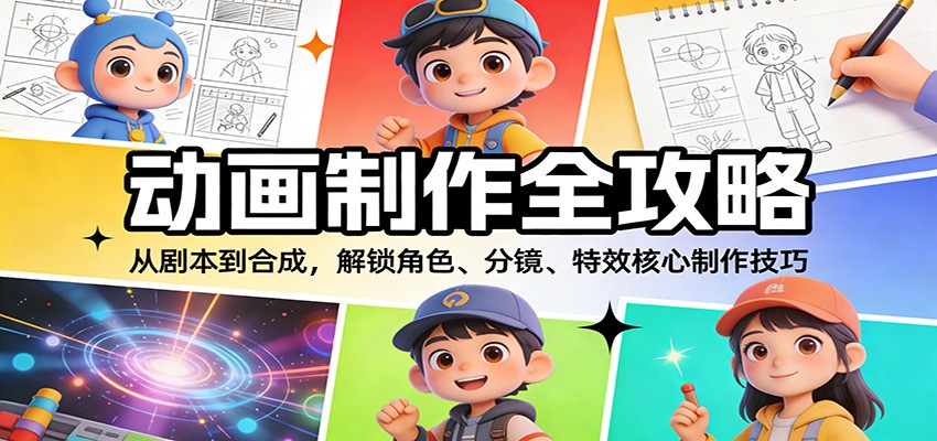 动画制作全攻略：从剧本到合成，解锁角色、分镜、特效核心制作技巧-难事易副业库