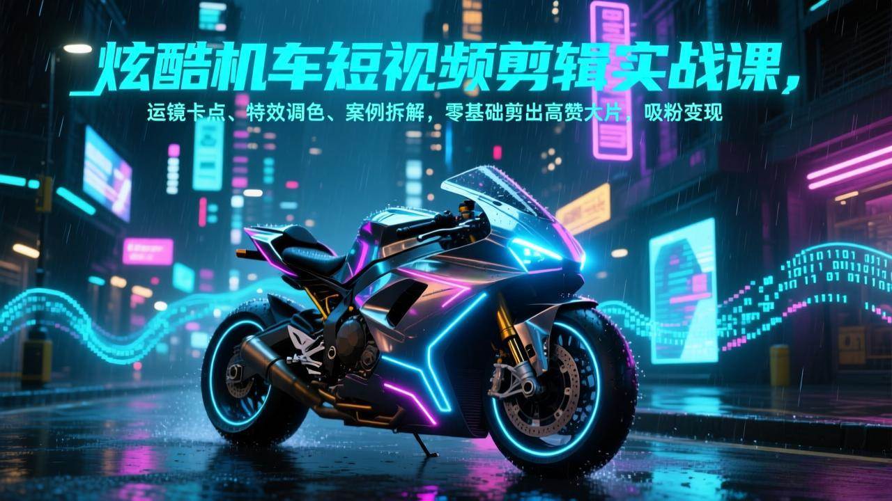 （17304期）炫酷机车短视频剪辑实战课，运镜卡点、特效调色、案例拆解，零基础剪出高赞大片，吸粉变现-难事易副业库