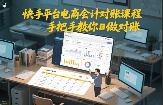 快手平台电商会计对账课程，手把手教你做对账-难事易副业库