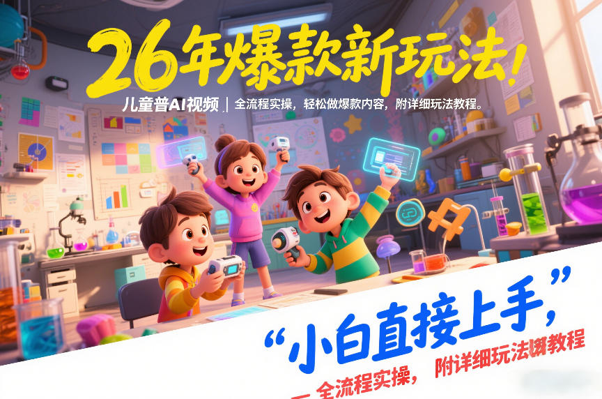 26年爆款新玩法，儿童科普AI视频，全流程实操，轻松做爆款内容，小白直接上手，附详细玩法教程-难事易副业库