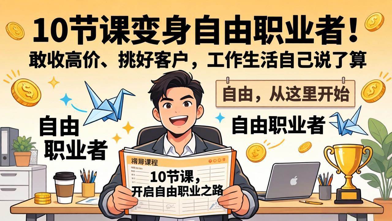 （17663期）10 节课变身自由职业者！敢收高价、挑好客户，工作生活自己说了算-难事易副业库