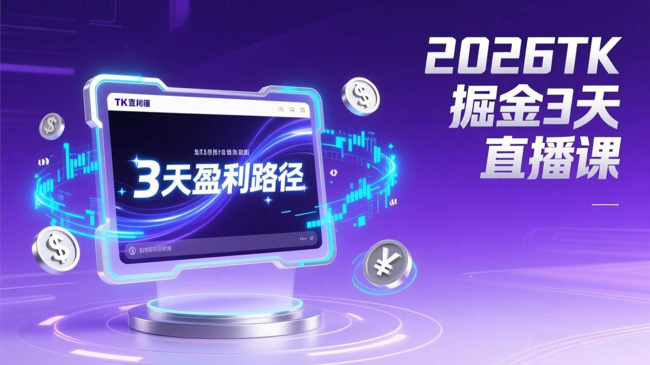 （17147期）2026TK掘金直播课，起号涨粉+直播带货+商单变现+3天打通盈利路径，月入过万美金-难事易副业库