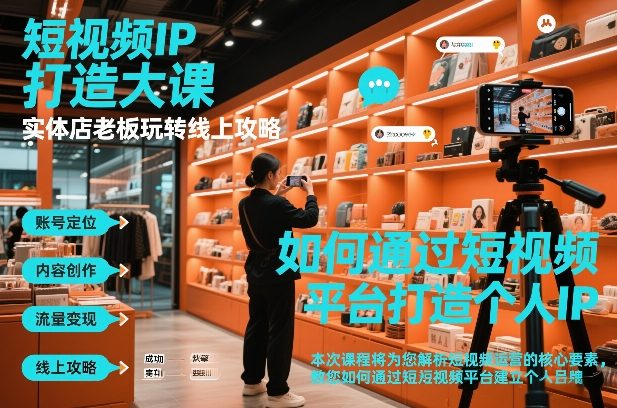 短视频ip打造大课，实体店老板玩转线上攻略-难事易副业库