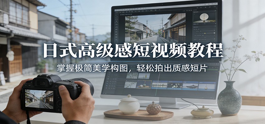 日式高级感短视频教程：掌握极简美学构图，轻松拍出质感短片-难事易副业库