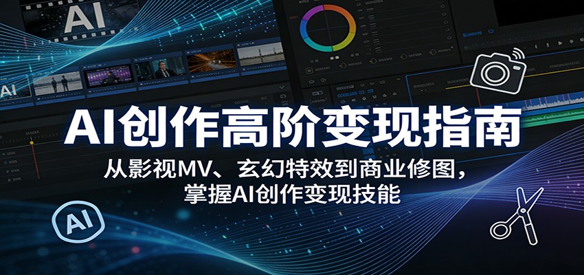 AI创作高阶变现指南：从影视MV、玄幻特效到商业修图，掌握AI创作变现技能-难事易副业库