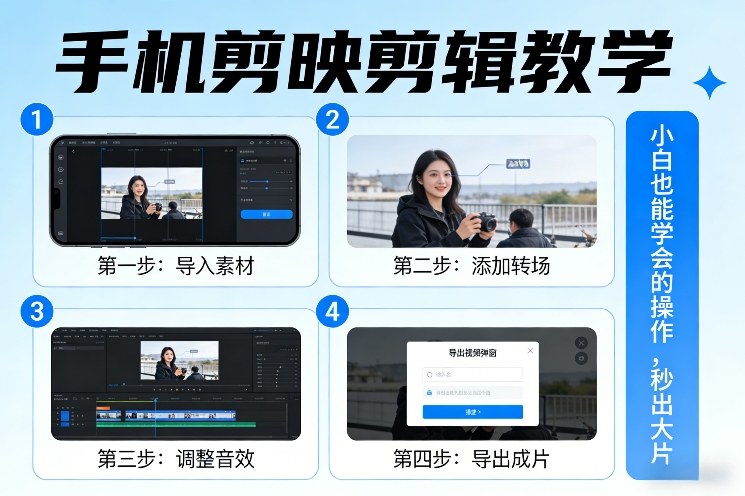 手机剪映剪辑教学，小白也能学会的操作，秒出大片-难事易副业库
