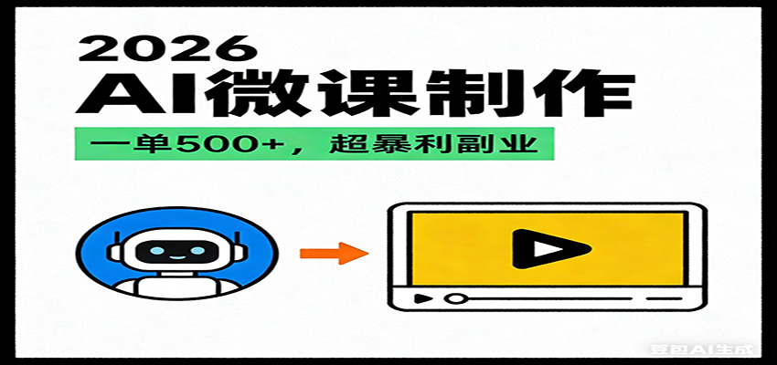 2026AI 风口最稳副业：微课代写制作，一单 500+，人人可做的蓝海项目-难事易副业库