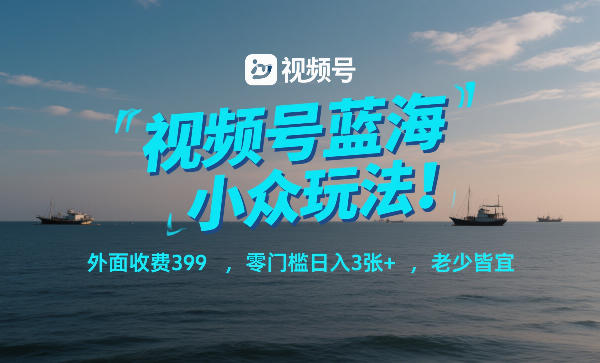 视频号蓝海小众玩法！外面收费399，零门槛日入3张+，老少皆宜-难事易副业库