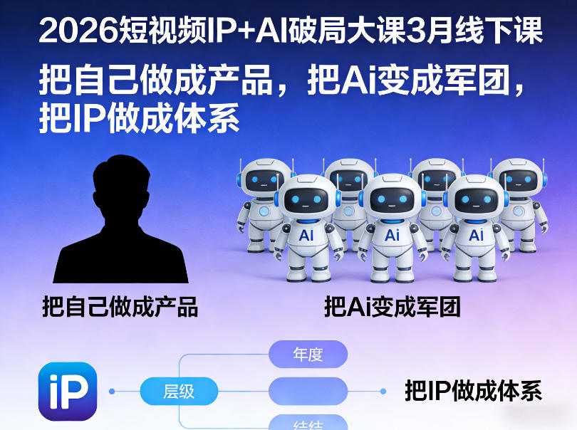 2026短视频IP+AI破局大课3月线下课，把自己做成产品，把Ai变成军团，把IP做成体系-难事易副业库