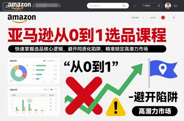 亚马逊从0到1选品课程，快速掌握选品核心逻辑，避开同质化陷阱，精准锁定高潜力市场（更新）-难事易副业库