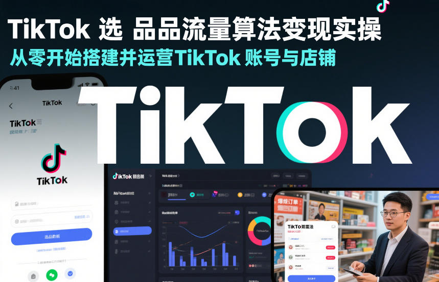 TikTok选品流量算法变现实操，从零开始搭建并运营TikTok账号与店铺-难事易副业库