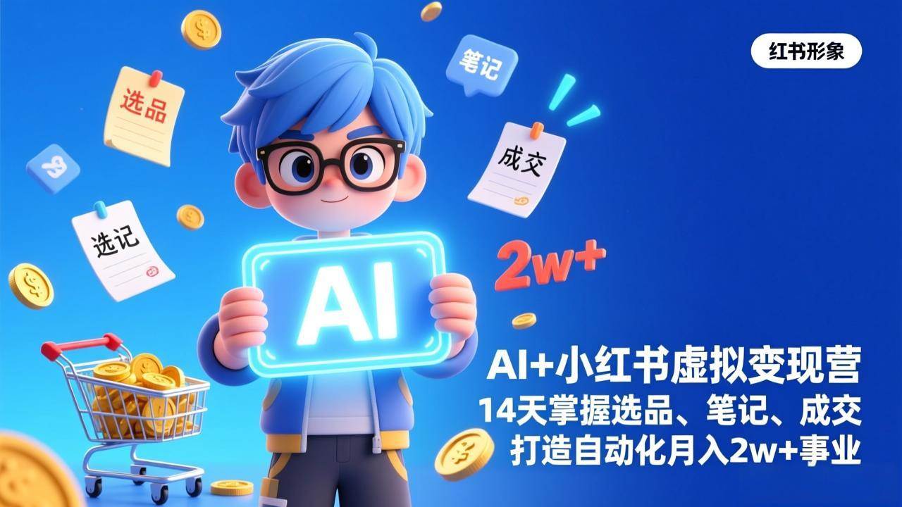 （17332期）AI+小红书虚拟变现营（完结），14天掌握选品、笔记、成交，打造自动化月入2w+事业-难事易副业库