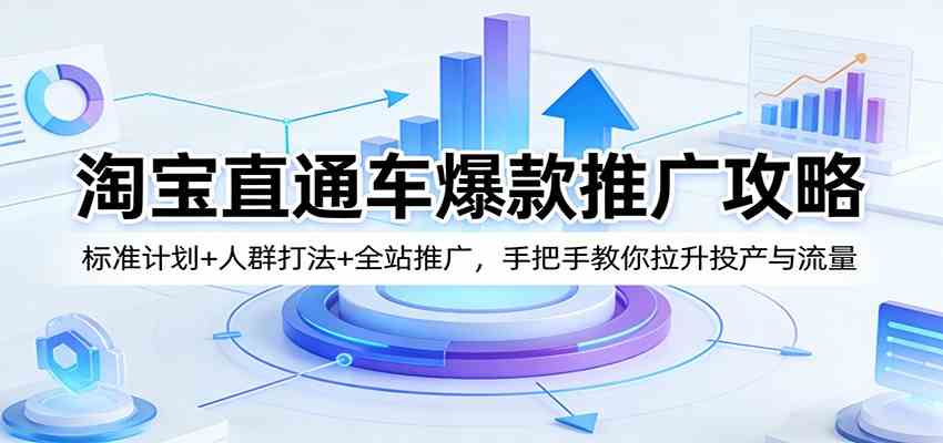淘宝直通车爆款推广攻略：标准计划+人群打法+全站推广，手把手教你拉升投产与流量-难事易副业库