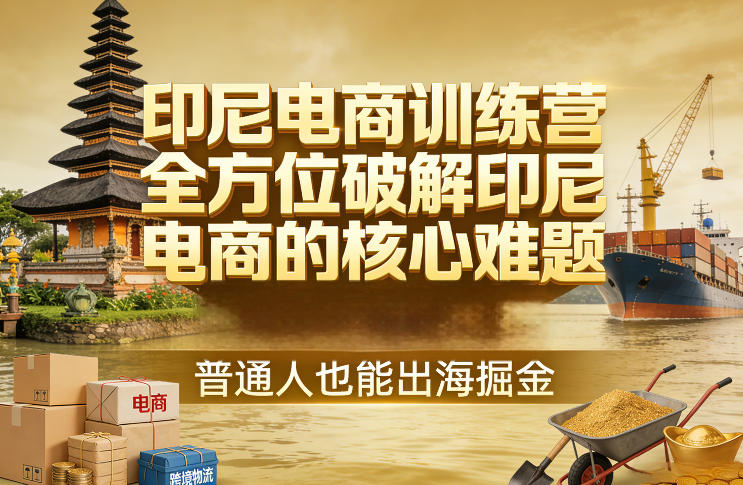 印尼电商训练营，全方位破解印尼电商的核心难题，普通人也能出海掘金-难事易副业库