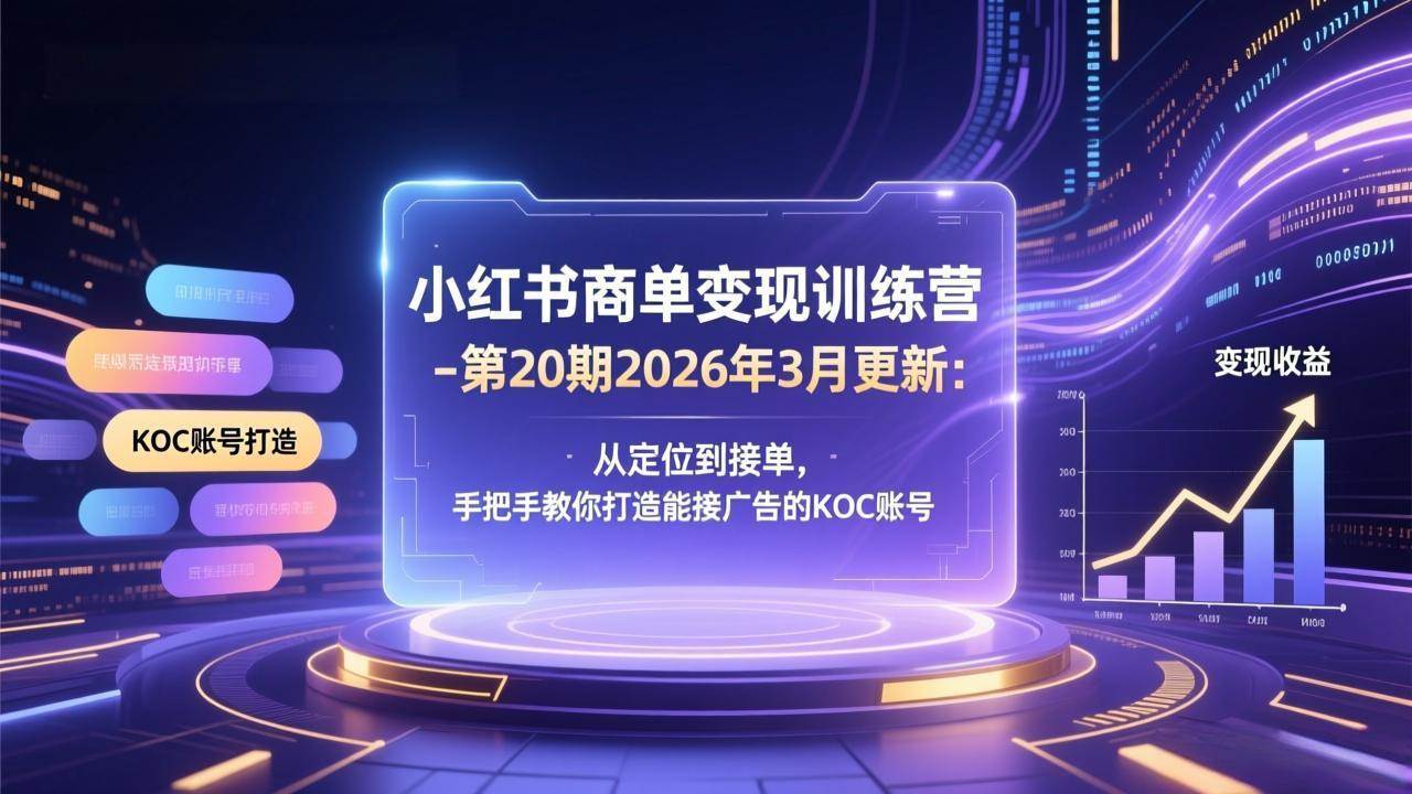 （17590期）小红书商单变现训练营-第20期26年3月更新：从定位到接单，手把手教你打造能接广告的KOC账号-难事易副业库