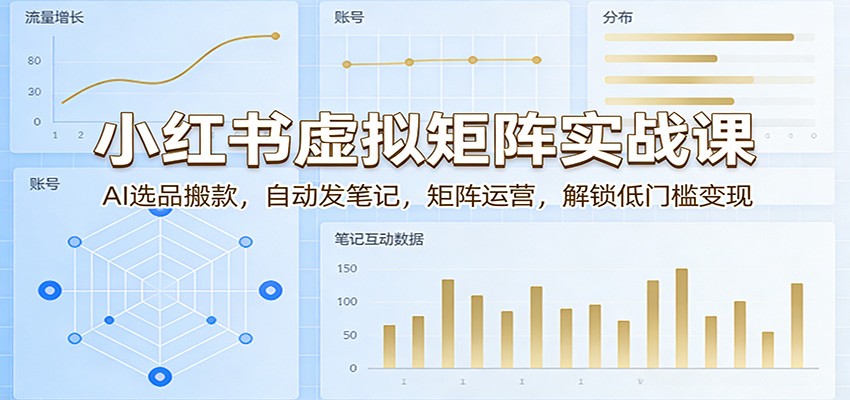小红书虚拟矩阵实战课：AI选品搬款，自动发笔记，矩阵运营，解锁低门槛变现-难事易副业库