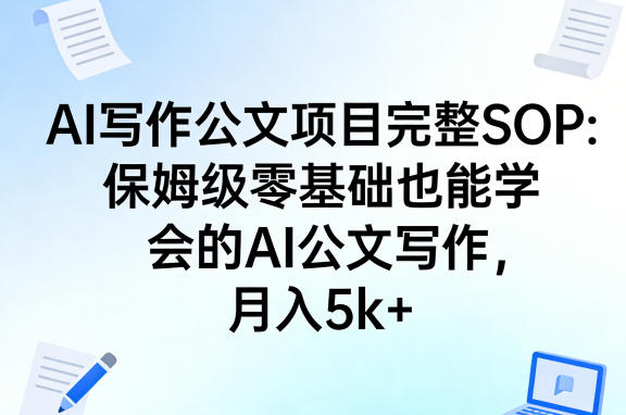 AI写作公文项目完整SOP，保姆级零基础也能学会的AI公文写作，月入5k+-难事易副业库