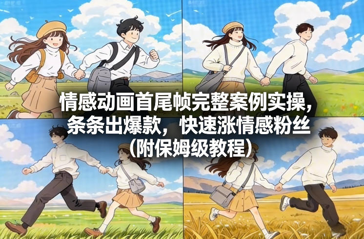 情感动画首尾帧完整案例实操，条条出爆款，快速涨情感粉丝（附保姆级教程）-难事易副业库