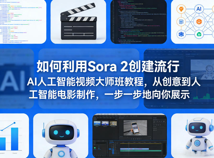 如何利用Sora 2创建流行AI人工智能视频大师班教程，从创意到人工智能电影制作，一步一步地向你展示-难事易副业库