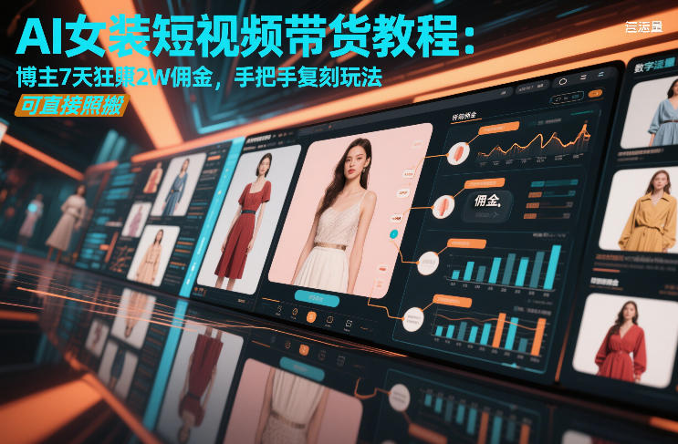 AI女装短视频带货教程：博主7天狂賺2W佣金，手把手复刻玩法，可直接照搬-难事易副业库