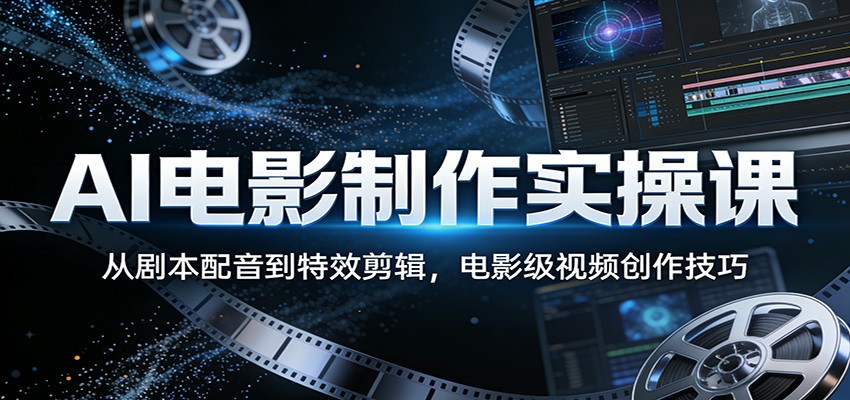 AI电影制作实操课：从剧本配音到特效剪辑，电影级视频创作技巧-难事易副业库
