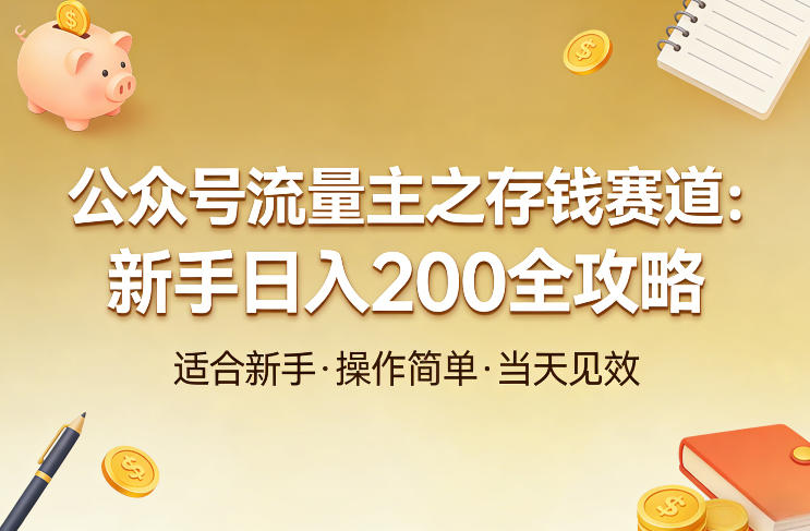公众号流量主之存钱赛道，贴合当下需求，适合新手，一天收益2张-难事易副业库