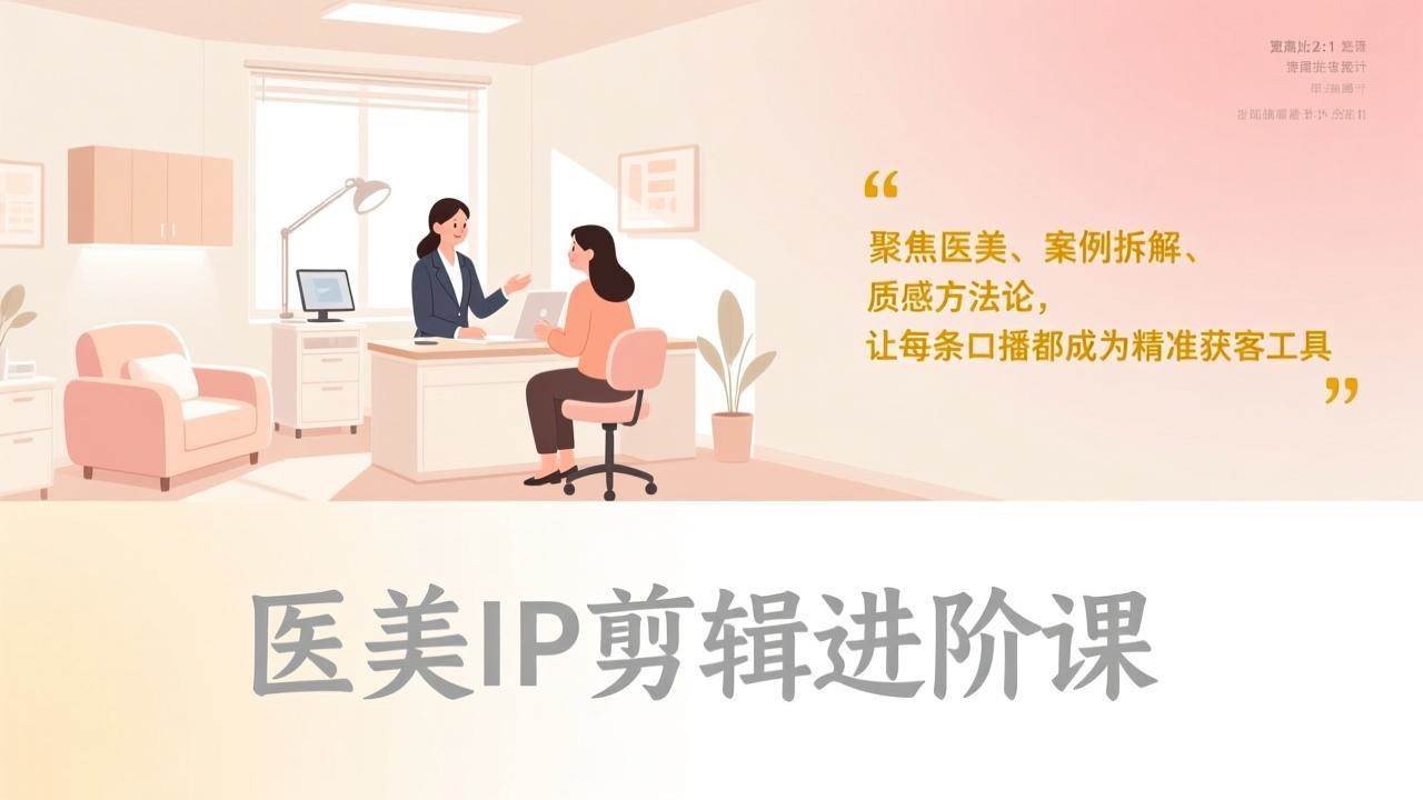 （17303期）医美IP剪辑进阶课，聚焦医美、案例拆解、质感方法论，让每条口播都成为精准获客工具-难事易副业库