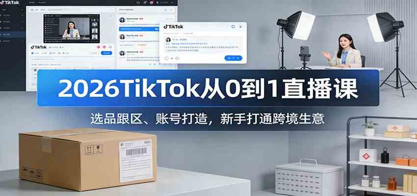 2026TikTok从0到1直播课：选品跟区、账号打造，新手打通跨境生意-难事易副业库