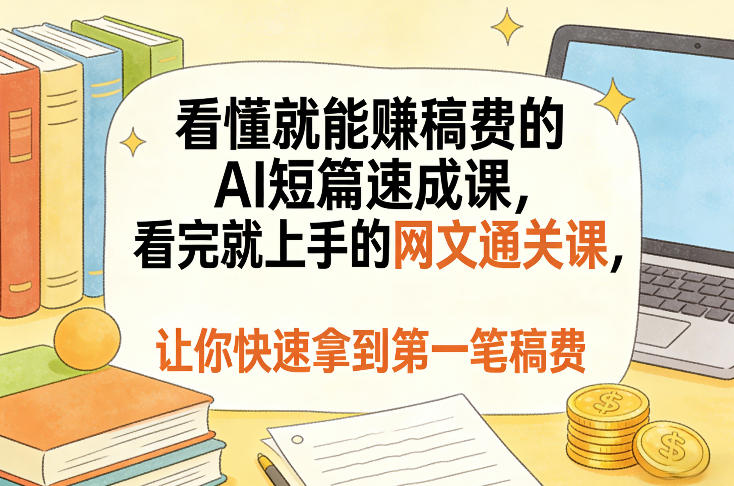 看懂就能賺稿费的AI短篇速成课，看完就上手的网文通关课，让你快速拿到第一笔稿费-难事易副业库