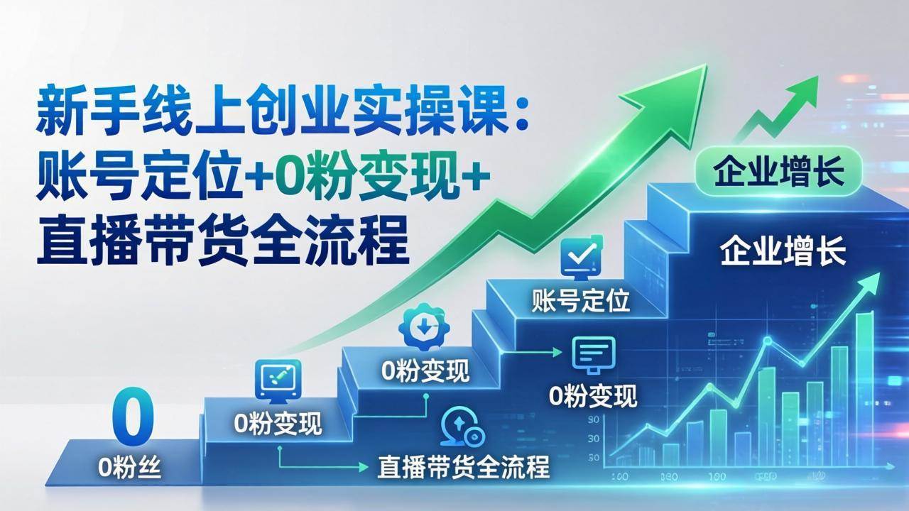 （17831期）新手线上创业实操课：账号定位+0粉变现+直播带货全流程，企业用户增长一步到位-难事易副业库
