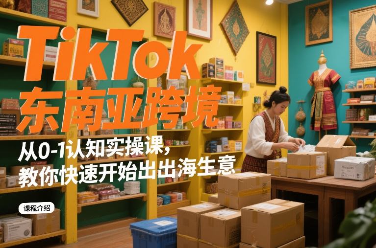 TikTok东南亚跨境从0-1认知实操课，教你快速开始出海生意-难事易副业库