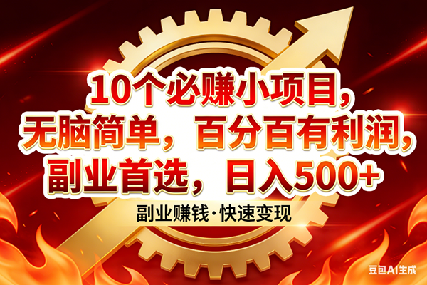 （17735期）10个必赚小项目，百分百有利润，无脑简单，副业首选，日入300+-难事易副业库