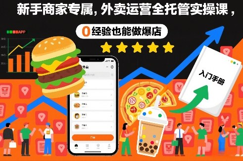 新手商家专属，外卖运营全托管实操课，0经验也能做爆店-难事易副业库
