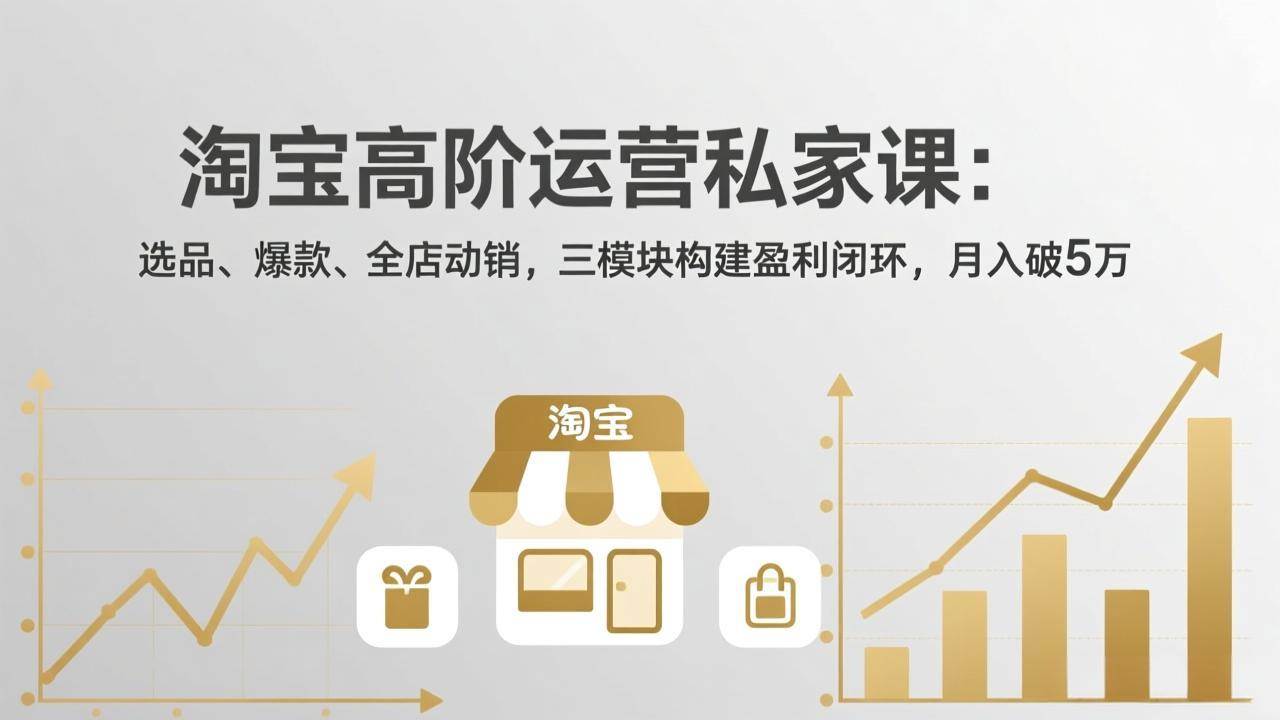 （17904期）淘宝高阶运营私家课（更新26年4月）：选品、爆款、全店动销，三模块构建盈利闭环，月入破5万-难事易副业库