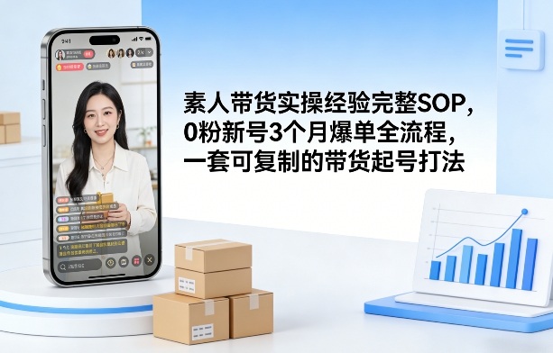 素人短视频带货实操经验完整SOP，0粉新号3个月爆单全流程，一套可复制的带货起号打法-难事易副业库